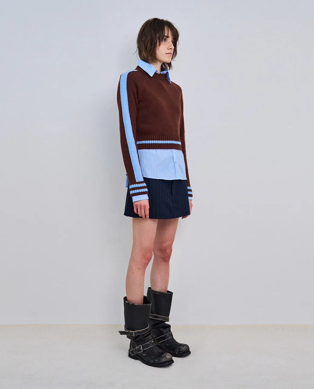 【NEGATIVETHREE】Slouchy Long Boots [Rub off black]