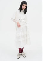 【typeservice】 Layered Volume Lace Skirt [White / Black]