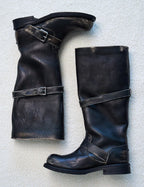 【NEGATIVETHREE】Slouchy Long Boots [Rub off black]