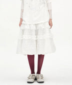 【typeservice】 Layered Volume Lace Skirt [White / Black]