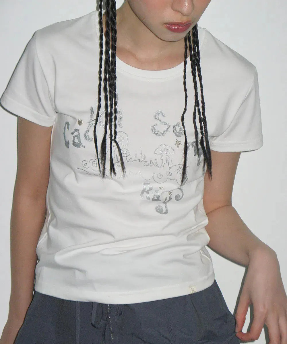 【typeservice】Catch Embroidery T-Shirt [Off White]