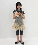 【typeservice】Mesh Ruffled Layered Dress [Yellow / Blue]