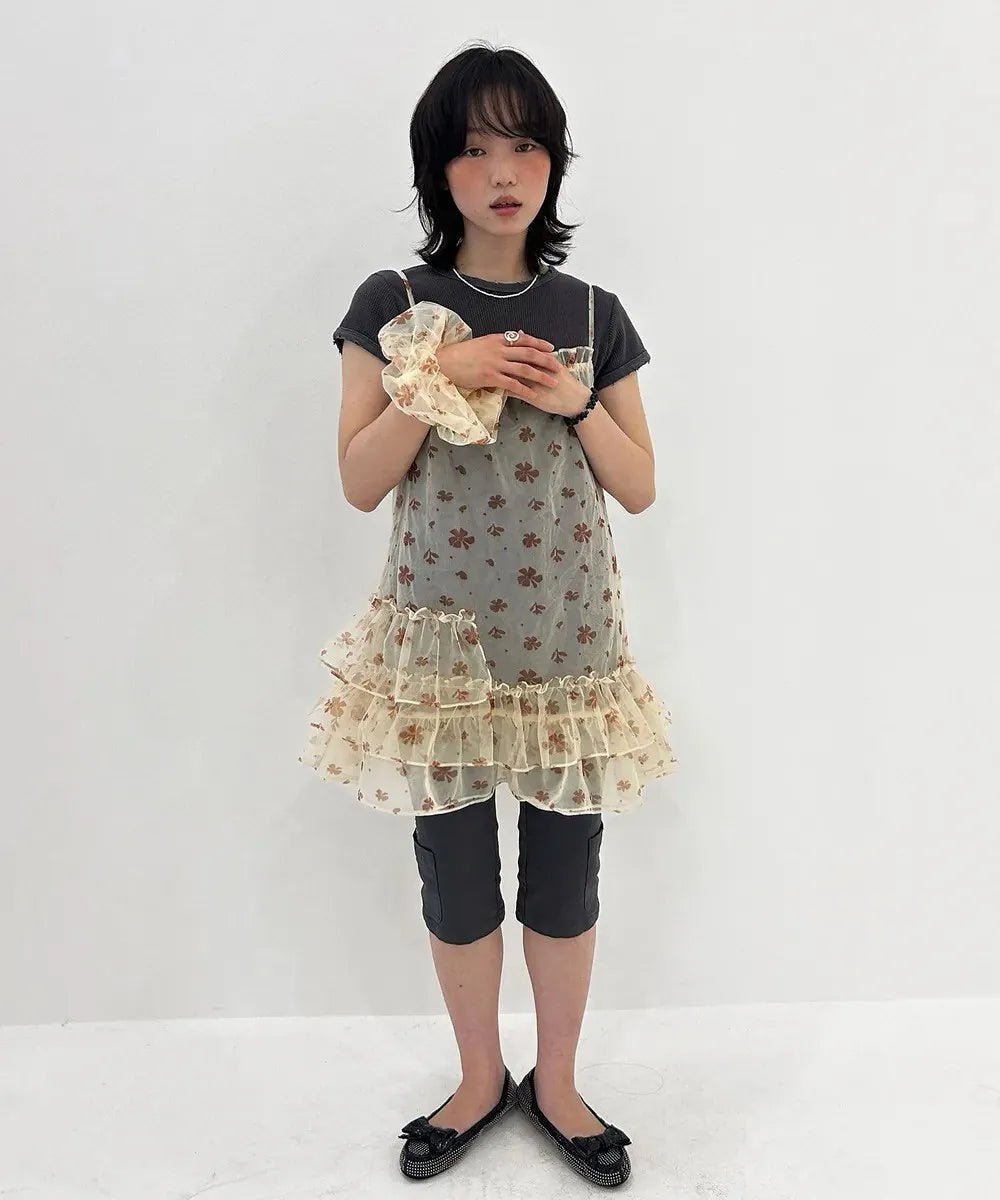 【typeservice】Mesh Ruffled Layered Dress [Yellow / Blue]