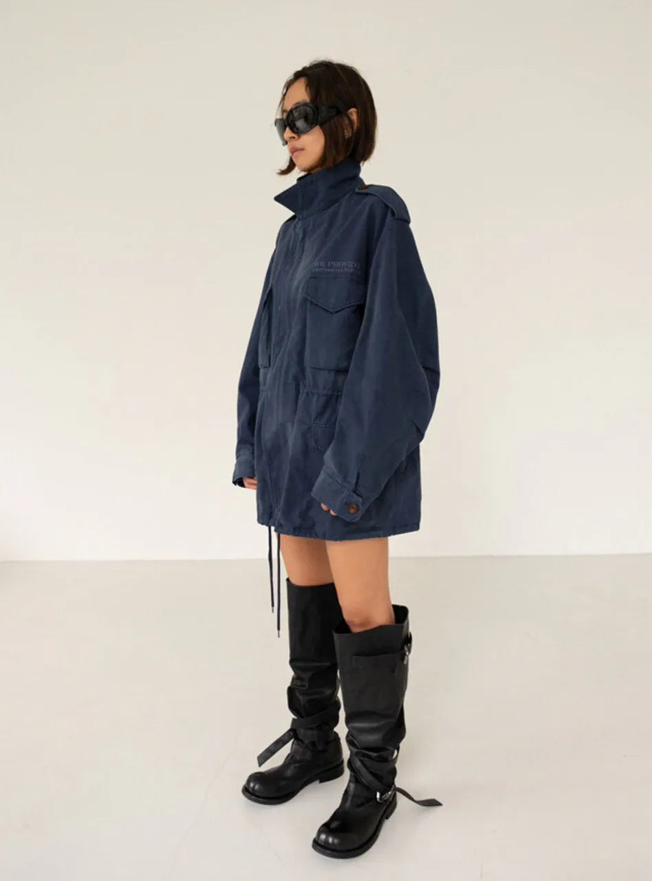 【NEGATIVETHREE】Knee-High Slouchy Long Boots [Matte Black]