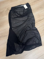 【Flare up】Draped Mesh Layered Long Skirt [Black / Gray]