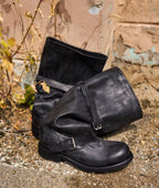 【NEGATIVETHREE】Slouchy Long Boots [Brown / Black]