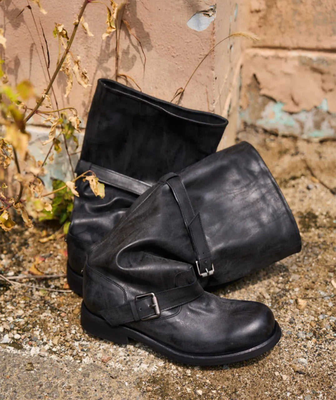 【NEGATIVETHREE】Slouchy Long Boots [Brown / Black]