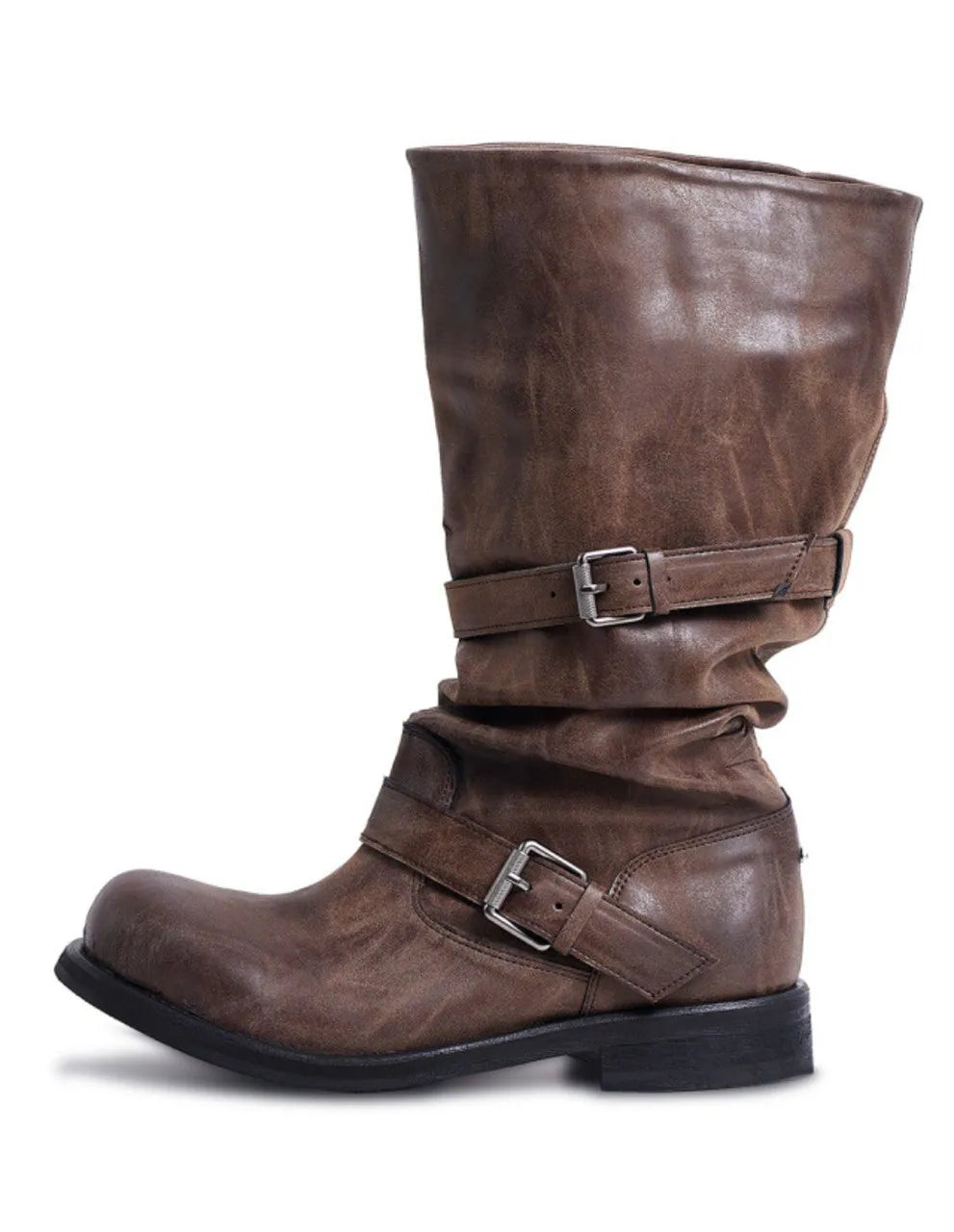 【NEGATIVETHREE】Slouchy Long Boots [Brown / Black]