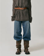 【NEGATIVETHREE】Slouchy Long Boots [Brown / Black]