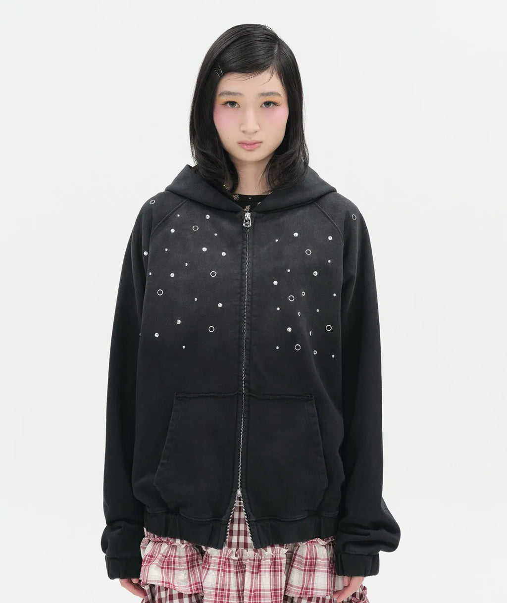 【typeservice】Hotfix Washed Raglan Zip Hoodie [Black]