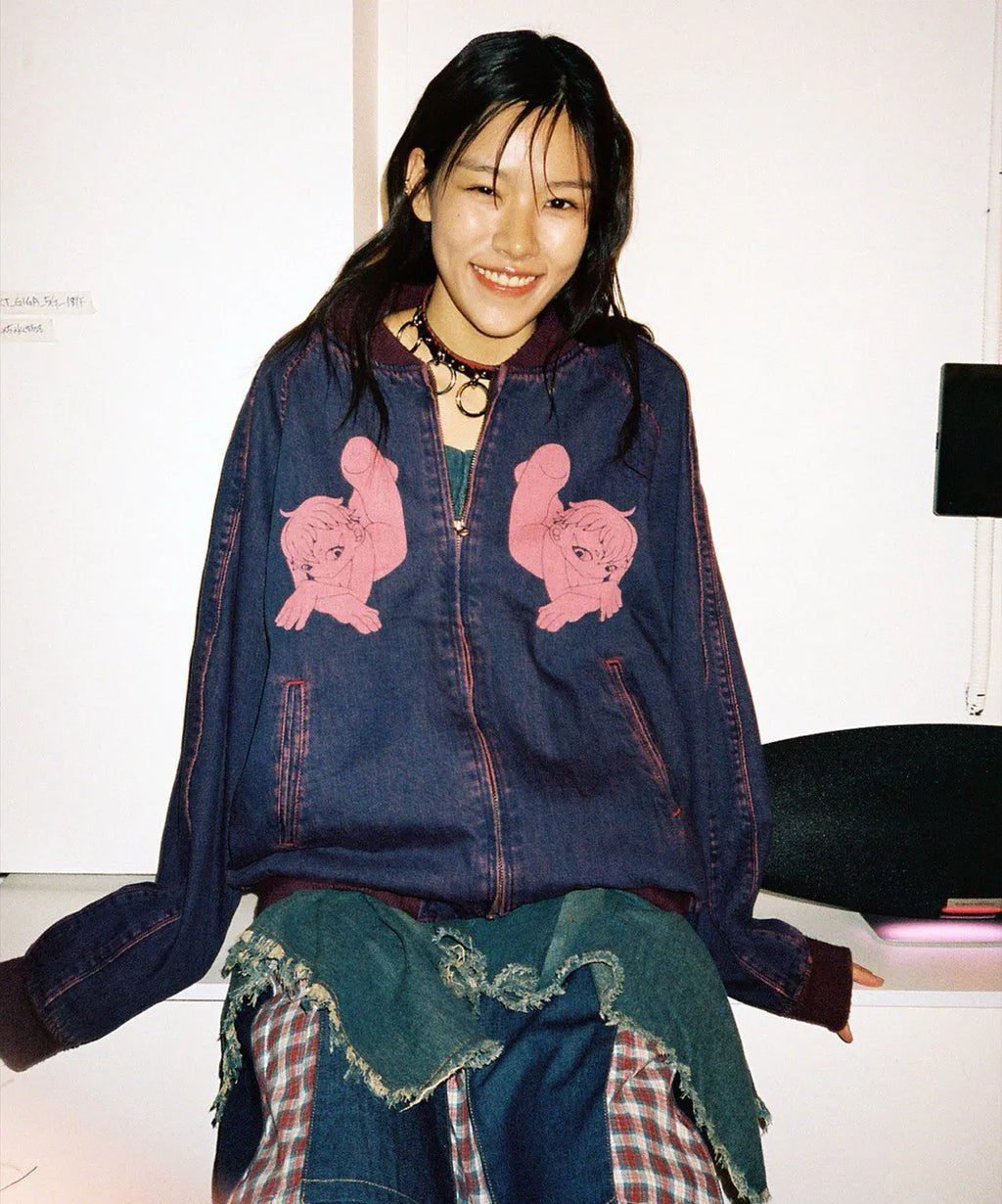 【好鬼俱樂部】heaven denim souvenir jacket [Blue / Red]（藍色L現貨）