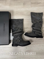 【NEGATIVETHREE】Slouchy Long Boots [Dusty Grey]