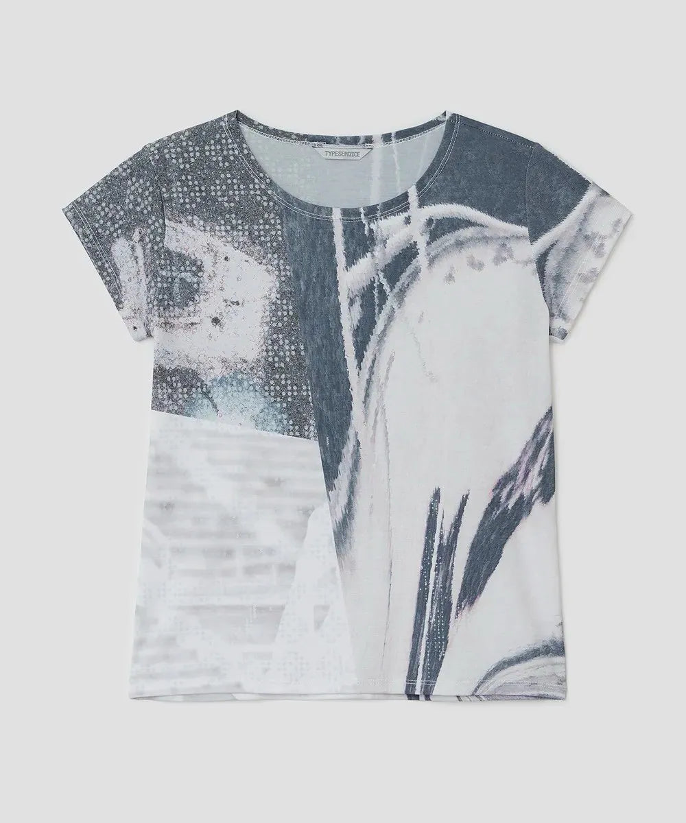 【typeservice】Captured Print Top [Blue]