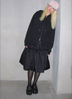 【typeservice】Flower Appliqué Zip Hoodie [Black / Charcoal]