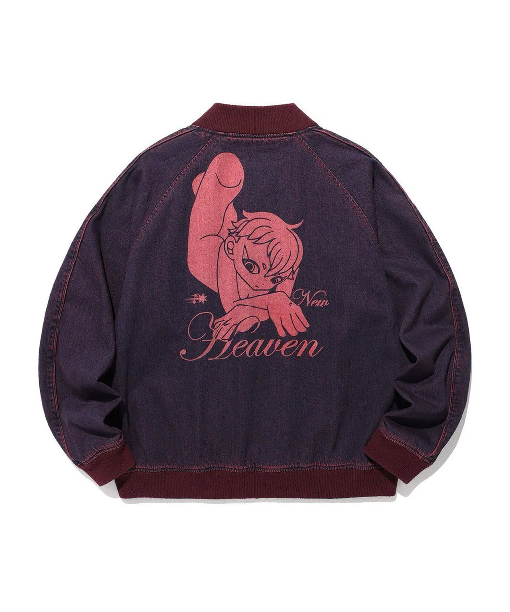 【好鬼俱樂部】heaven denim souvenir jacket [Blue / Red]（藍色L現貨）