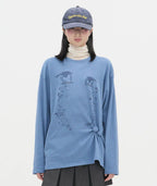 【typeservice】Cry Eyes Ruched Stripe Top [Blue / Yellow]