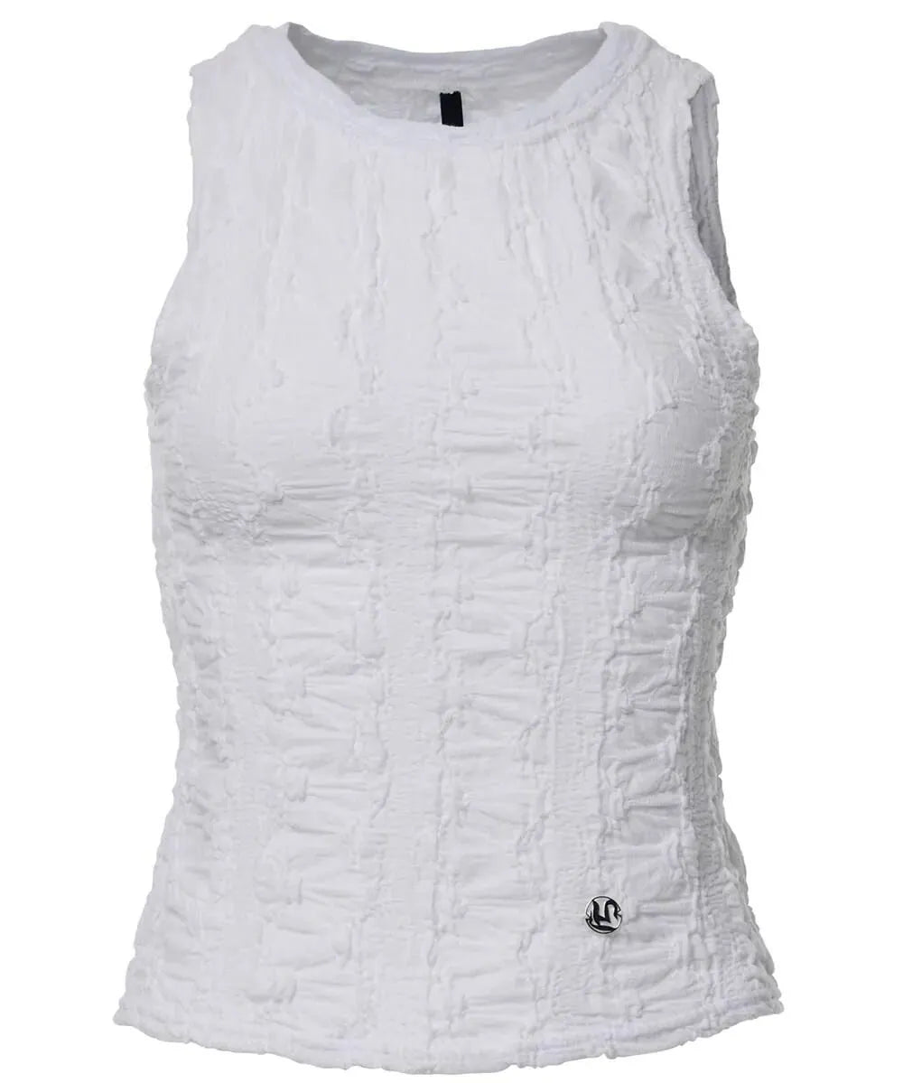 【Flare up】Crinkled Sleeveless [Black / White / Gray]