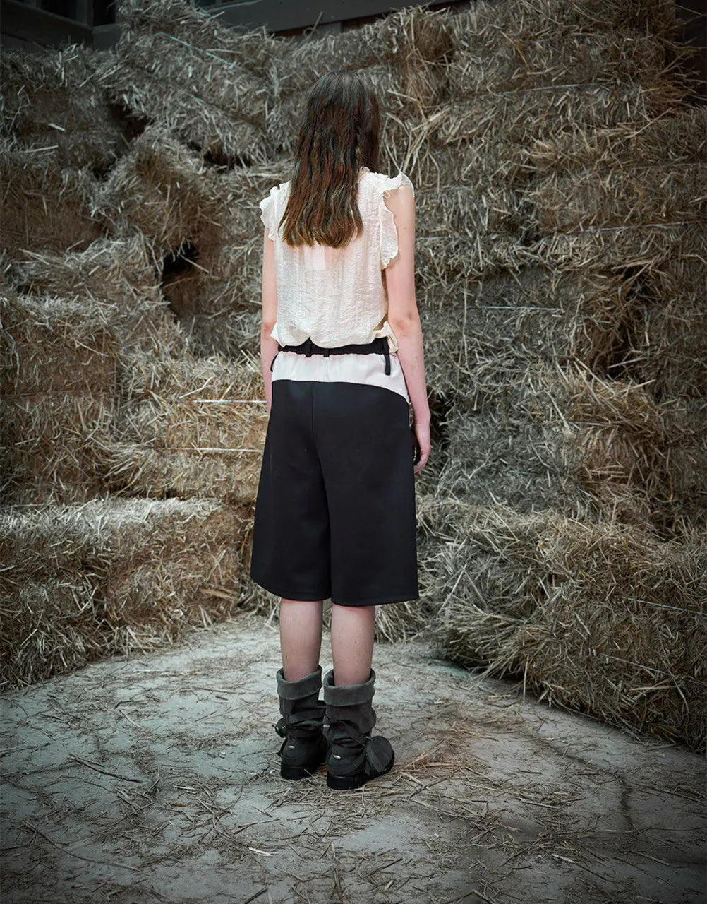 【NEGATIVETHREE】Slouchy Long Boots [Dusty Grey]