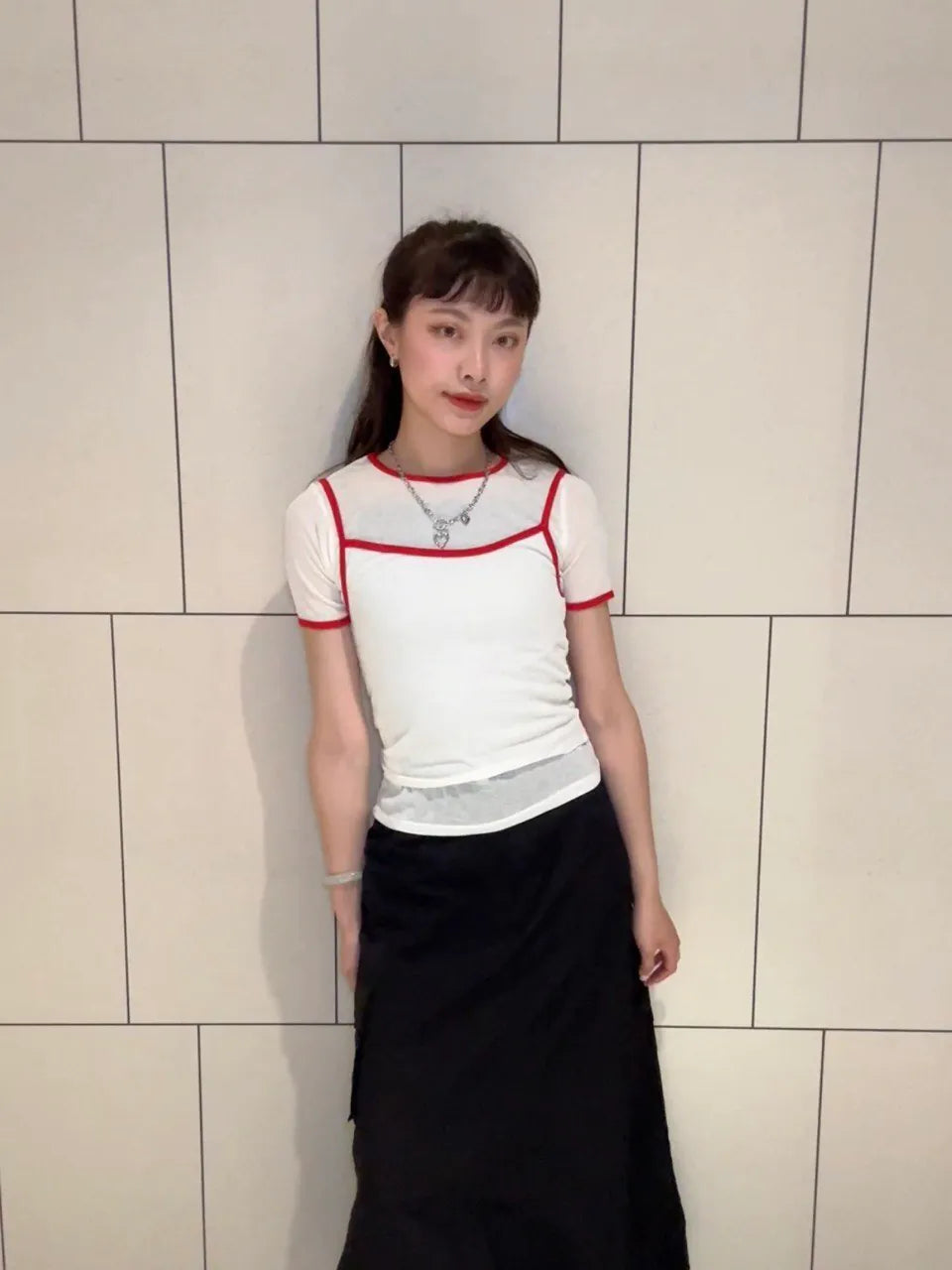 撞色兩件式短袖
