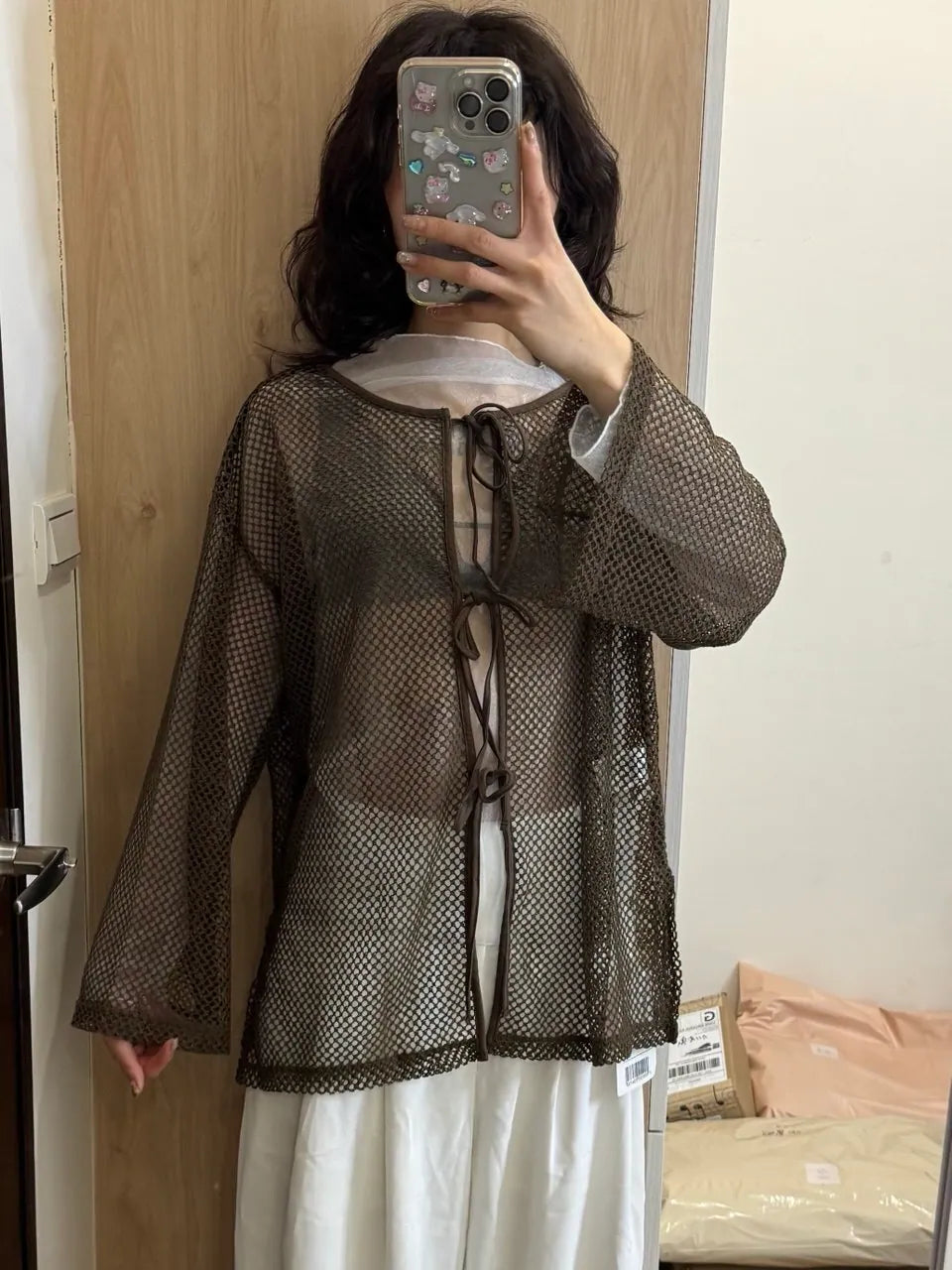 綁帶網狀寬寬外罩