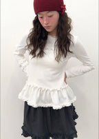 【typeservice】Flared Ruffle Top [White]