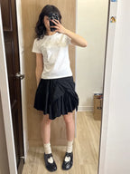 【Flare up】Asymmetrical Draped Layered Skirt （黑色現貨）