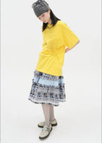 【typeservice】Scattered Ruched Top [Yellow / Charcoal / White]