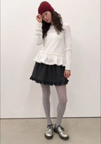 【typeservice】Flared Ruffle Top [White]