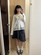 【Flare up】Asymmetrical Draped Layered Skirt （黑色現貨）