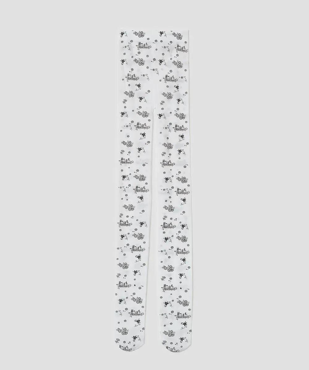 【typeservice】Scattered Print Tights [White]