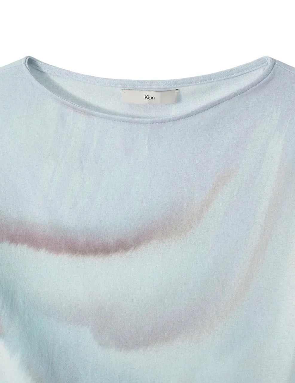 【kijun】Print Cap Sleeve Top [Blue / Charcoal]
