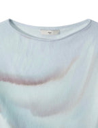 【kijun】Print Cap Sleeve Top [Blue / Charcoal]