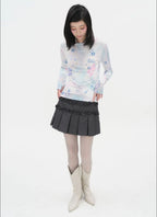 【typeservice】 Ruffled Stripe Skirt [Charcoal]