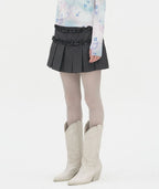 【typeservice】 Ruffled Stripe Skirt [Charcoal]