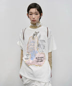 【typeservice】Rabbit Ruched Top [White / Charcoal]