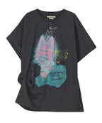 【typeservice】Rabbit Ruched Top [White / Charcoal]