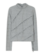 【typeservice】Lettuce Stitch Roll Neck Top [Gray]