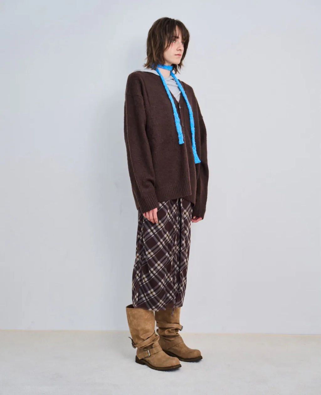 【NEGATIVETHREE】Slouchy Long Boots [Washed Beige]