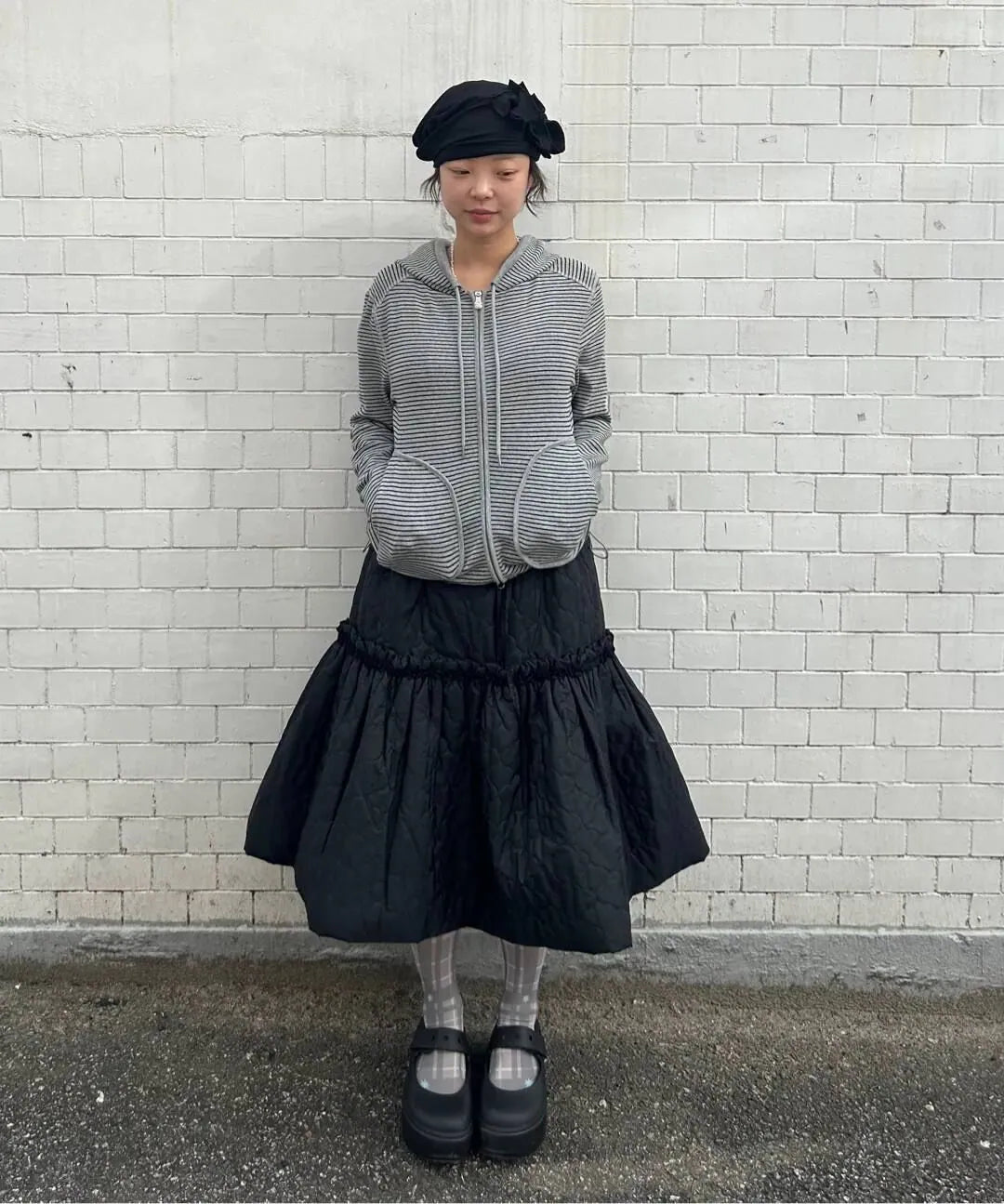 【typeservice】Frost Plaid Tights [Gray]