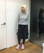 【typeservice】Lettuce Stitch Roll Neck Top [Gray]