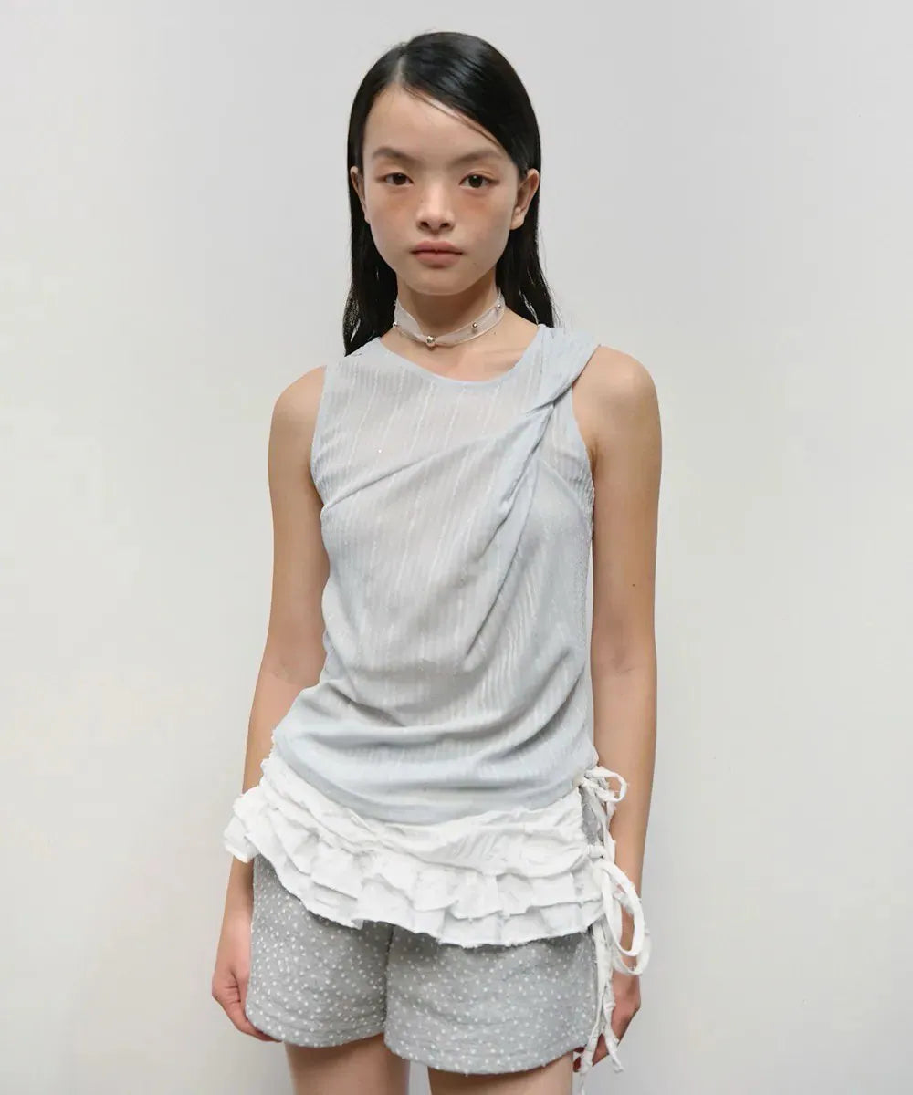 【typeservice】Twisted Sleeveless Top [Sky Blue]