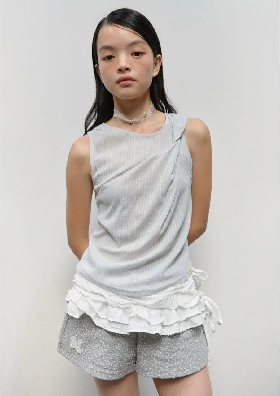 【typeservice】Twisted Sleeveless Top [Sky Blue]