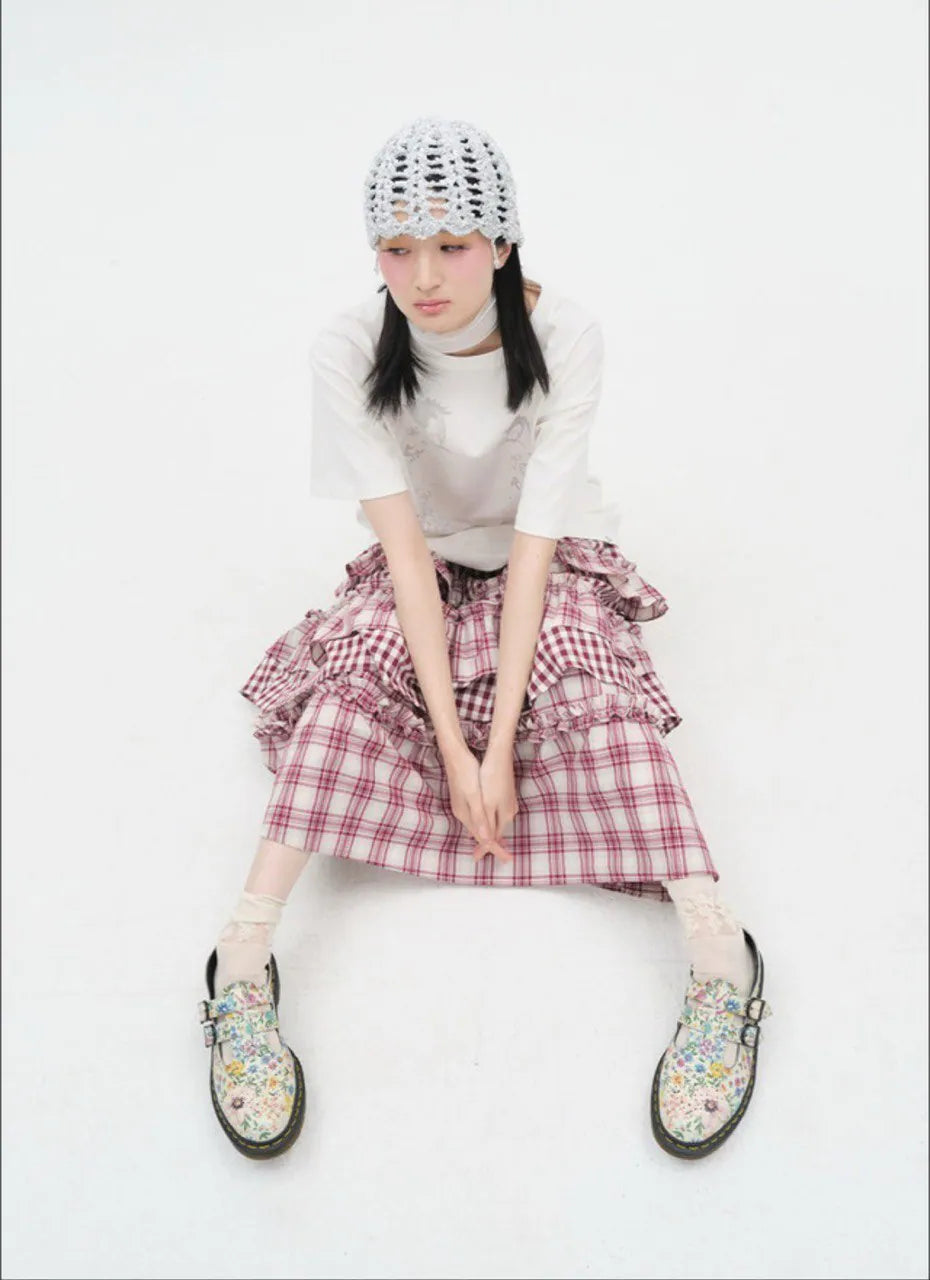 【typeservice】Shimmery Beaded Strap Beanie [Silver]