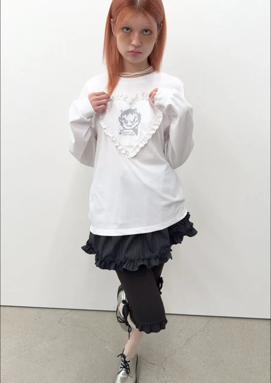 【typeservice】Edge Heart Top [Black / White]