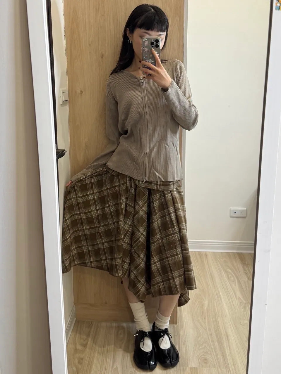雙頭拉鏈羅紋薄長袖
