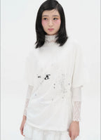 【typeservice】Scattered Ruched Top [Yellow / Charcoal / White]