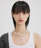 【Flare up】Braided Handmade Necklace [Black / White / Gray]