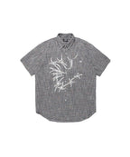 【niceghostclub】tornado star check big big half shirt [ grey / brown ]