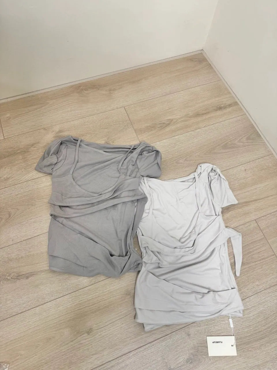 【Flare up】 Layered Bustier T-shirt [4 colors]