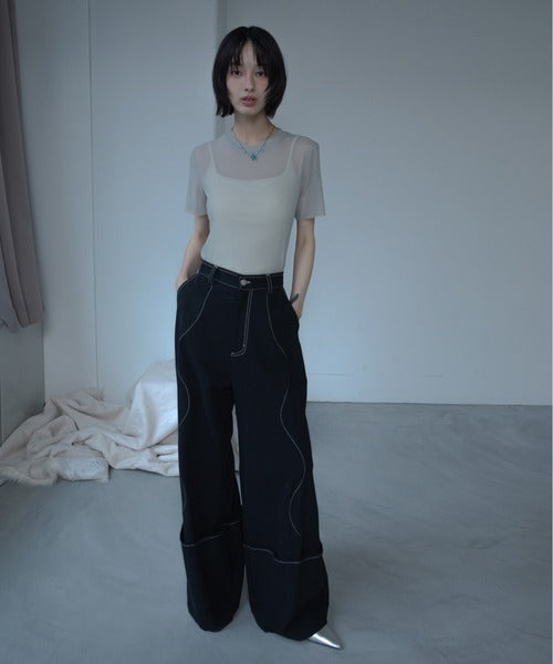 【VACANCY】鉚釘背心＋透明短袖set